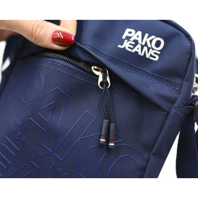 TORBA Męska na RAMIĘ Praktyczna Saszetka na Pasku GRANATOWA Pako Jeans