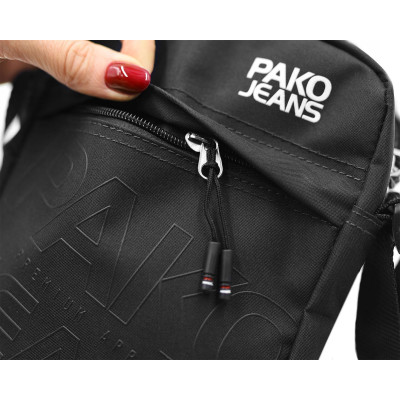 TORBA Męska na RAMIĘ Praktyczna Saszetka na Pasku CZARNA Pako Jeans