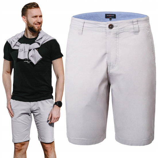 ELEGANCKIE Spodenki SZORTY Chino Męskie RALPH Jasnoszare Pako Jeans