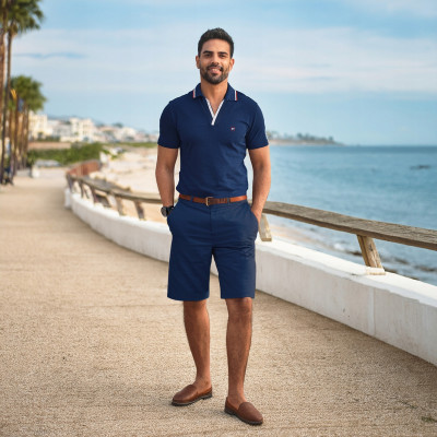 ELEGANCKIE Spodenki SZORTY Chino Męskie RALPH Granatowe Pako Jeans
