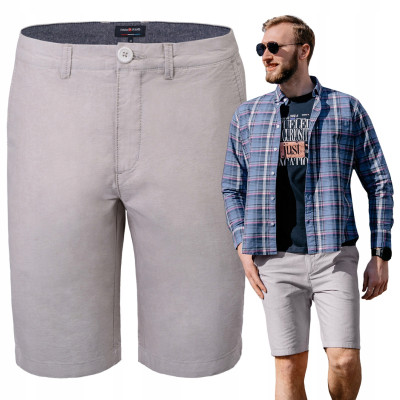 ELEGANCKIE Spodenki SZORTY Chino Męskie MARIUS Jasnoszare Pako Jeans