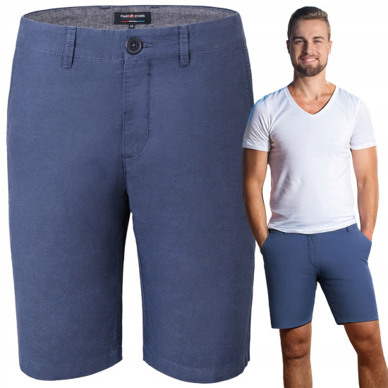 ELEGANCKIE Spodenki SZORTY Chino Męskie MARIUS Granatowe Pako Jeans