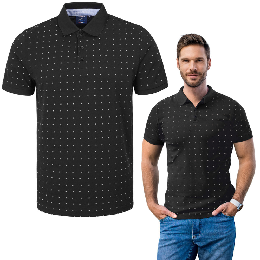 POLO Koszulka Męska CZARNA Bawełniana PALADIUM Elegancka Pako Jeans
