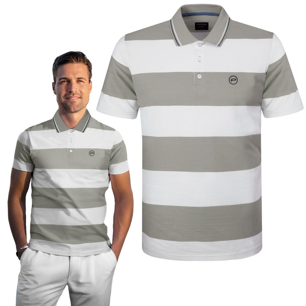 POLO Koszulka Męska BEŻOWA w Paski Bawełniana ACTI Elegancka Pako Jeans