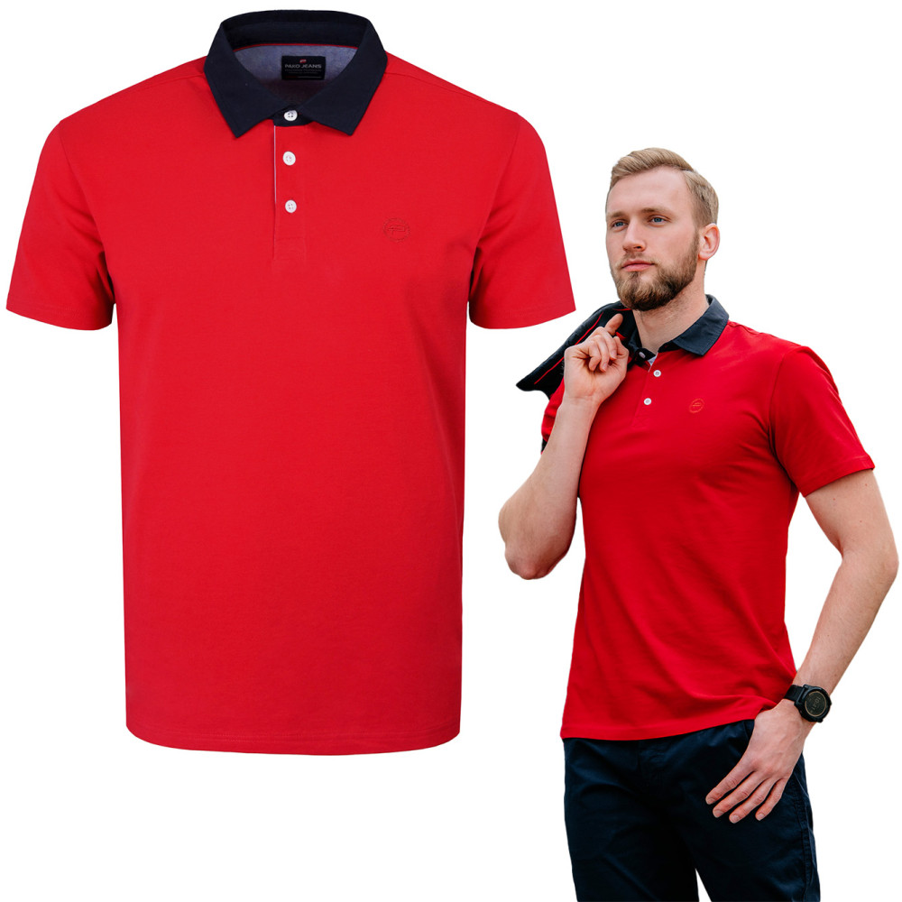 POLO Koszulka Męska CZERWONA Bawełniana ALT Elegancka Pako Jeans POLO Koszulka Męska CZERWONA Bawełniana ALT Elegancka Pako Jeans