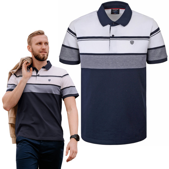 POLO Koszulka Męska GRANATOWA Bawełniana LIVERMO Elegancka Pako Jeans