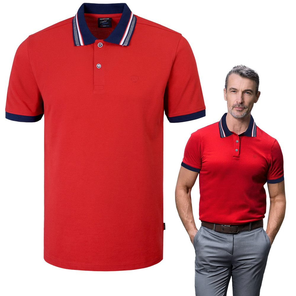 POLO Koszulka Męska CZERWONA Bawełniana CURIUM Elegancka Pako Jeans