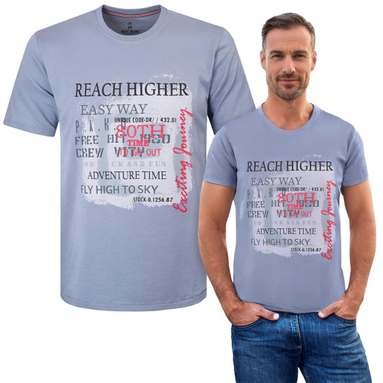 T-SHIRT Męski HIGHER Koszulka z Nadrukiem SZARA Bawełniana Pako Jeans