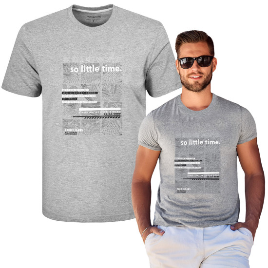 T-SHIRT Męski DESERT Koszulka z Nadrukiem POPIELATA Bawełniana Pako Jeans
