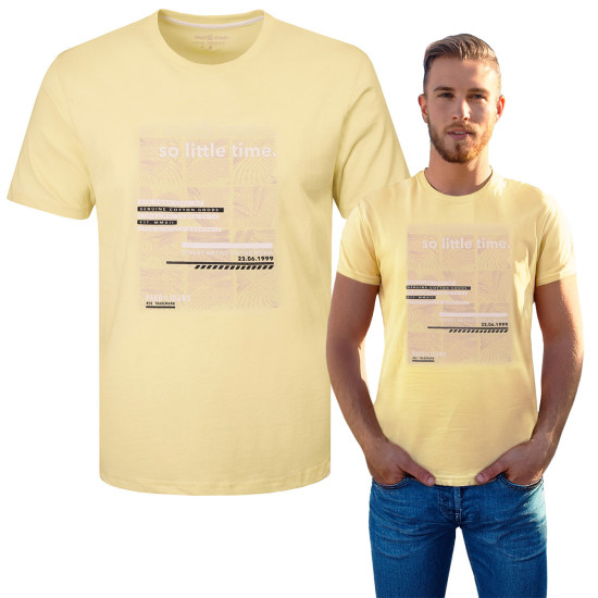 T-SHIRT Męski DESERT Koszulka z Nadrukiem ŻÓŁTA Bawełniana Pako Jeans