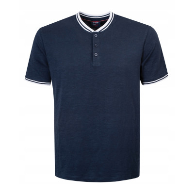 T-SHIRT Męski Koszulka w Serek GRANATOWA Bawełniana MORLY Pako Jeans