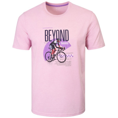 T-SHIRT Męski BEYOND Koszulka z Nadrukiem RÓŻOWA Bawełniana Pako Jeans