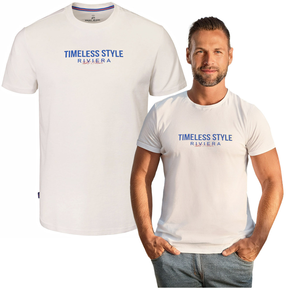 T-SHIRT Męski MARCELI Koszulka z Nadrukiem BIAŁA Bawełniana Pako Jeans T-SHIRT Męski MARCELI Koszulka z Nadrukiem BIAŁA Bawełniana Pako Jeans