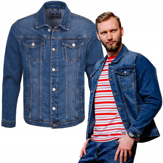 KURTKA JEANSOWA Przejściowa Męska Katana JACOB GRANATOWA Pako Jeans