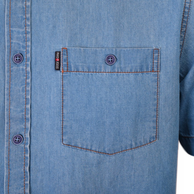 Koszula Męska Jeansowa z Krótkim Rękawem Regular Fit Bawełniana Pako Jeans