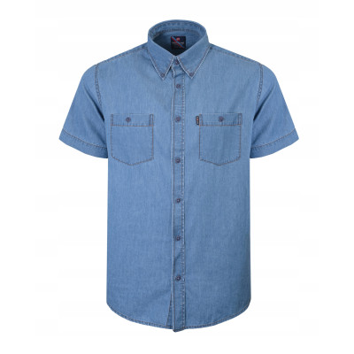 Koszula Męska Jeansowa z Krótkim Rękawem Regular Fit Bawełniana Pako Jeans