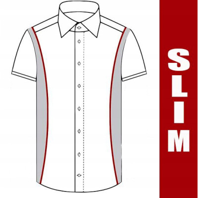 KOSZULA Męska w PASKI z Krótkim Rękawem SLIM FIT Bawełniana Pako Jeans