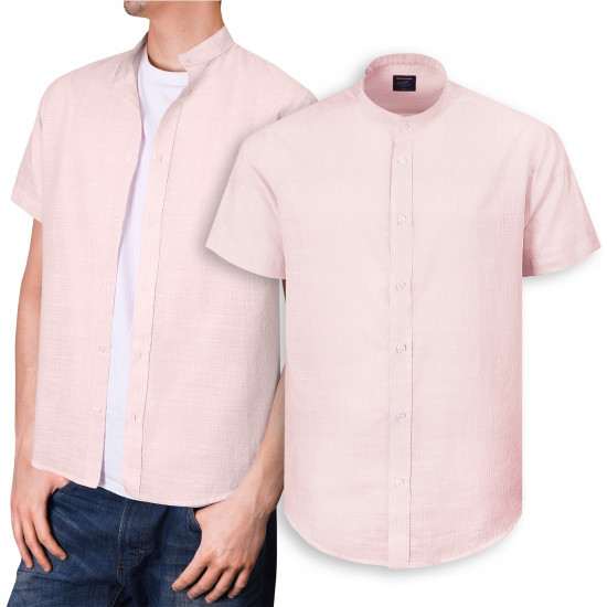 KOSZULA Męska w PASKI z Krótkim Rękawem LNIANA Regular Fit Pako Jeans