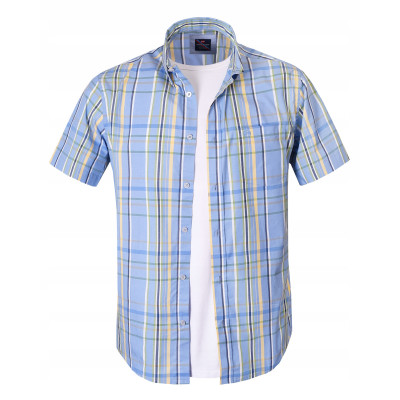 KOSZULA Męska w KRATKĘ z Krótkim Rękawem SLIM FIT Bawełniana Pako Jeans