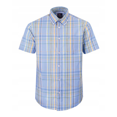 KOSZULA Męska w KRATKĘ z Krótkim Rękawem SLIM FIT Bawełniana Pako Jeans