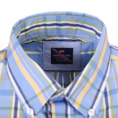 KOSZULA Męska w KRATKĘ z Krótkim Rękawem SLIM FIT Bawełniana Pako Jeans