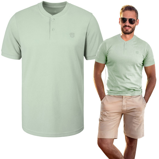 T-SHIRT Męski Koszulka w Serek MIĘTOWA Bawełna Pika BYLONGO Pako Jeans