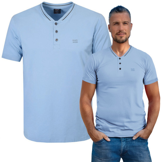 T-SHIRT Męski Koszulka w Serek BŁĘKITNA Bawełniana TOOL Pako Jeans