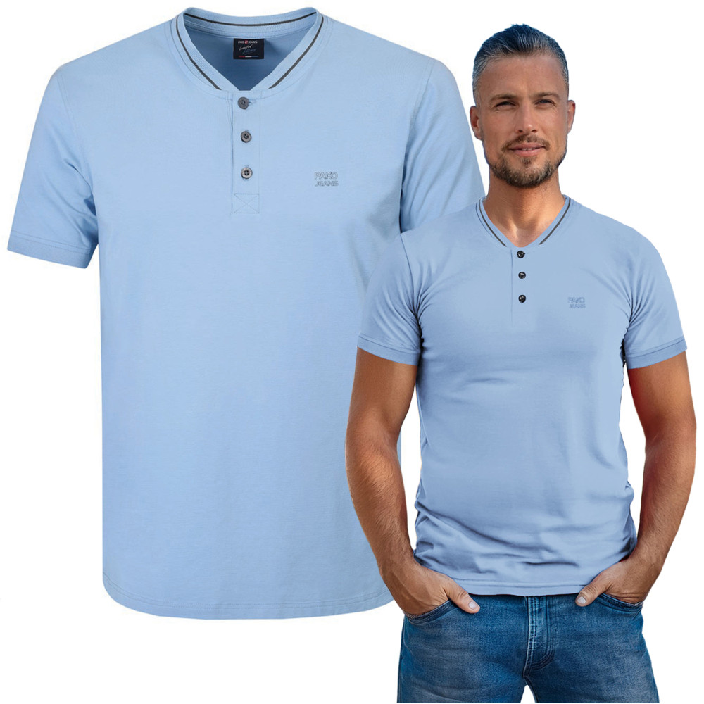 T-SHIRT Męski Koszulka w Serek BŁĘKITNA Bawełniana TOOL Pako Jeans T-SHIRT Męski Koszulka w Serek BŁĘKITNA Bawełniana TOOL Pako Jeans
