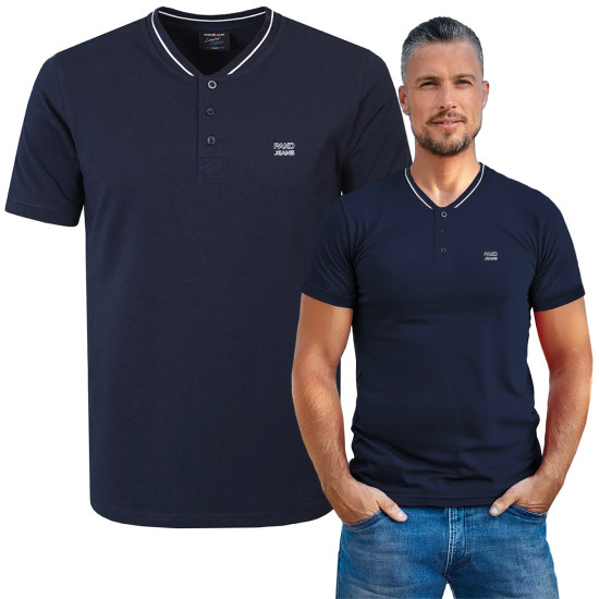 T-SHIRT Męski Koszulka w Serek GRANATOWA Bawełniana TOOL Pako Jeans