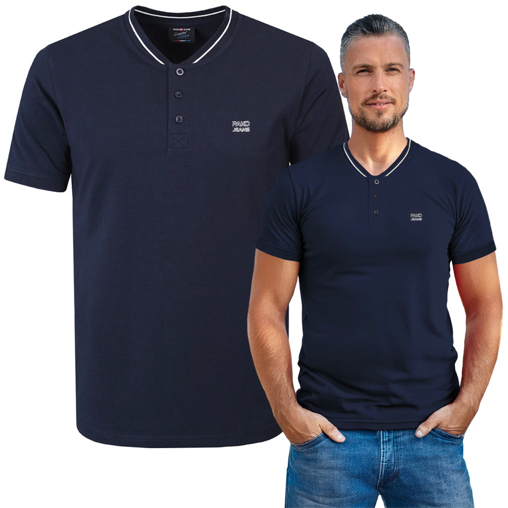 T-SHIRT Męski Koszulka w Serek GRANATOWA Bawełniana TOOL Pako Jeans T-SHIRT Męski Koszulka w Serek GRANATOWA Bawełniana TOOL Pako Jeans