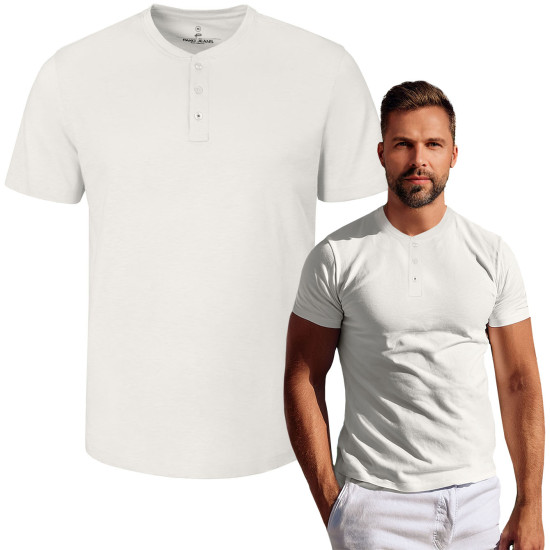 T-SHIRT Męski Koszulka w Serek BIAŁA Bawełniana WIZARD Pako Jeans