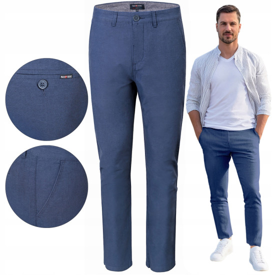 SPODNIE Męskie CHINOSY Bawełniane GRANATOWE Slim Fit JOHNSON Pako Jeans