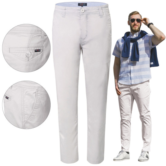 SPODNIE Męskie CHINOSY Bawełniane JASNOSZARE Slim Fit ERIC Pako Jeans