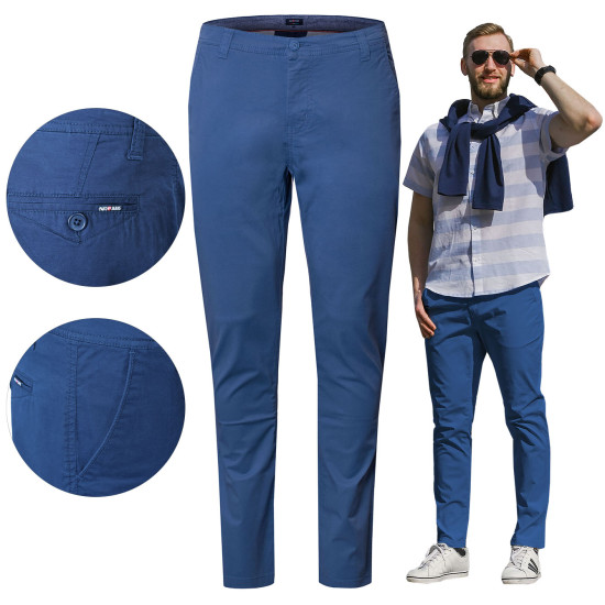 SPODNIE Męskie CHINOSY Bawełniane NIEBIESKIE Slim Fit ERIC Pako Jeans