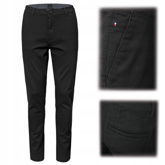 SPODNIE Męskie CHINOSY Bawełniane Długie CZARNE Slim Fit PECTUS Pako Jeans