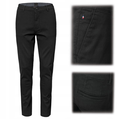SPODNIE Męskie CHINOSY Bawełniane Długie CZARNE Slim Fit PECTUS Pako Jeans