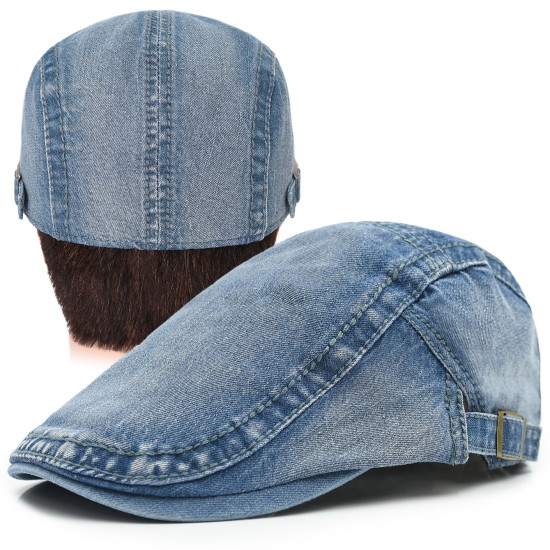 KASZKIET Męski Bawełniany Czapka na Lato NIEBIESKI Jeansowy Pako Jeans - Pakojeans.pl