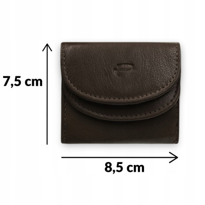 PORTFEL Skórzany Damski MINI, Brązowy z RFiD, Mały i Elegancki Pako Jeans