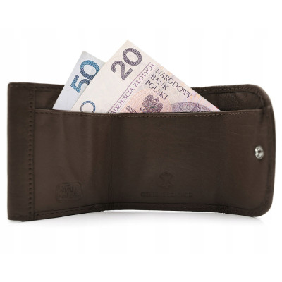 PORTFEL Skórzany Damski MINI, Brązowy z RFiD, Mały i Elegancki Pako Jeans
