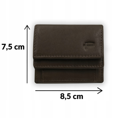 PORTFEL Skórzany Damski MINI, Brązowy z RFiD, Mały i Elegancki Pako Jeans