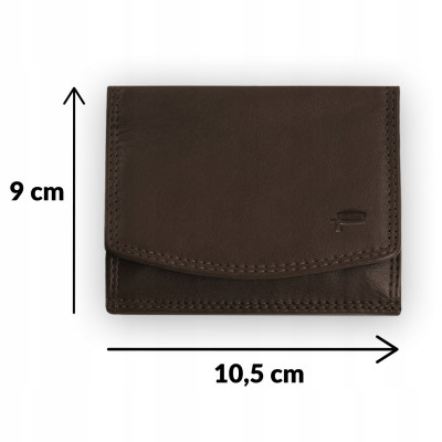 PORTFEL Damski Męski Skórzany Mały, Brązowy z RFID, MINI Ideał Pako Jeans