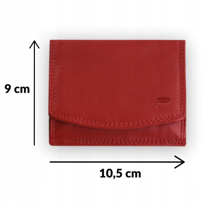 PORTFEL Damski Skórzany Mały, Czerwony z RFID, MINI Ideał Pako Jeans