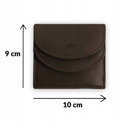 PORTFEL Damski Męski Skórzany Mały, Brązowy z RFID, MINI Ideał Pako Jeans