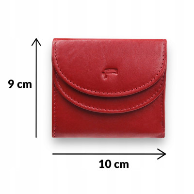 PORTFEL Damski Skórzany Mały, Czerwony z RFID, MINI Ideał Pako Jeans