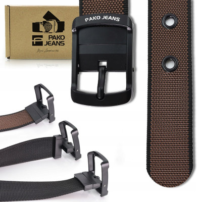 PASEK Męski Parciany do Spodni DWUSTRONNY Solidna Klamra FLIP PREMIUM Pako Jeans - Pakojeans.pl
