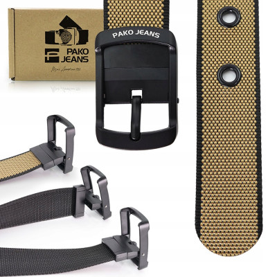 PASEK Męski Parciany do Spodni DWUSTRONNY Solidna Klamra FLIP PREMIUM Pako Jeans - Pakojeans.pl