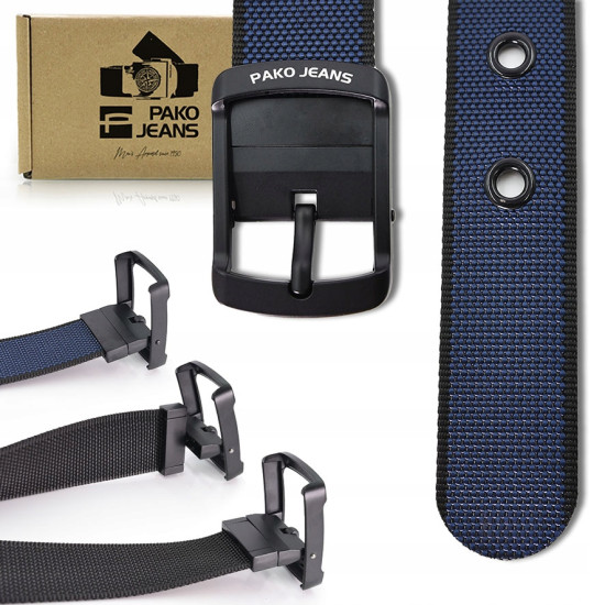 PASEK Męski Parciany do Spodni DWUSTRONNY Solidna Klamra FLIP PREMIUM Pako Jeans - Pakojeans.pl