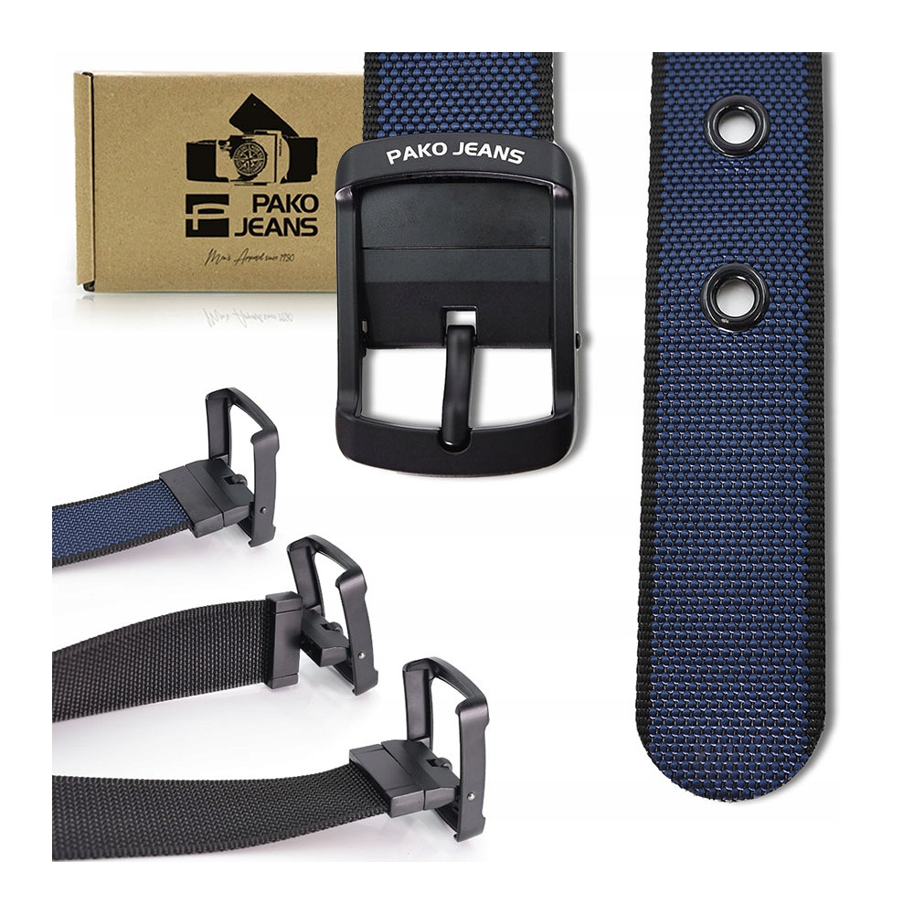 PASEK Męski Parciany do Spodni DWUSTRONNY Solidna Klamra FLIP PREMIUM Pako Jeans - Pakojeans.pl