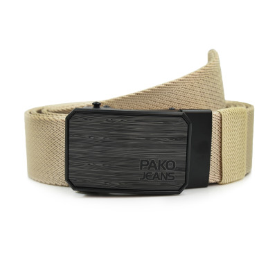 PASEK Męski Parciany do Spodni z Automatyczną Klamrą CANVAS Beżowy PREMIUM Pako Jeans