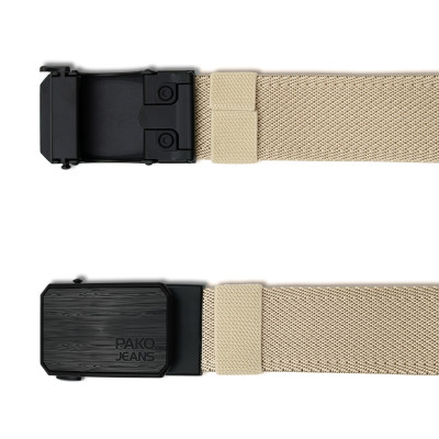 PASEK Męski Parciany do Spodni z Automatyczną Klamrą CANVAS Beżowy PREMIUM Pako Jeans